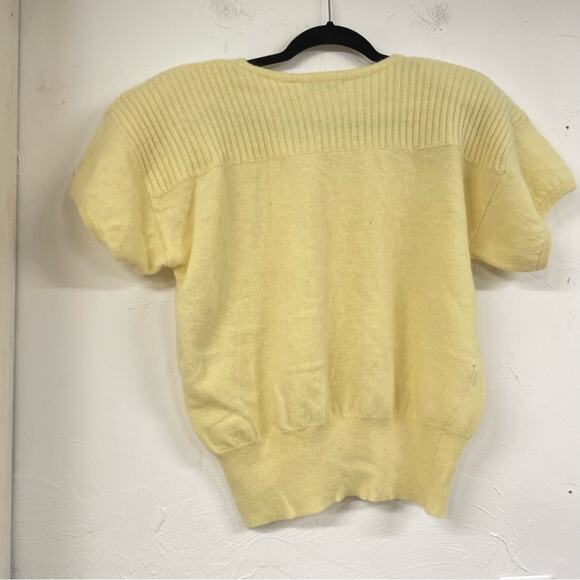Vintage Liz Claiborne Yellow Lambswool & Angora Blend Short Sleeve Sweater M - Picture 5 of 8